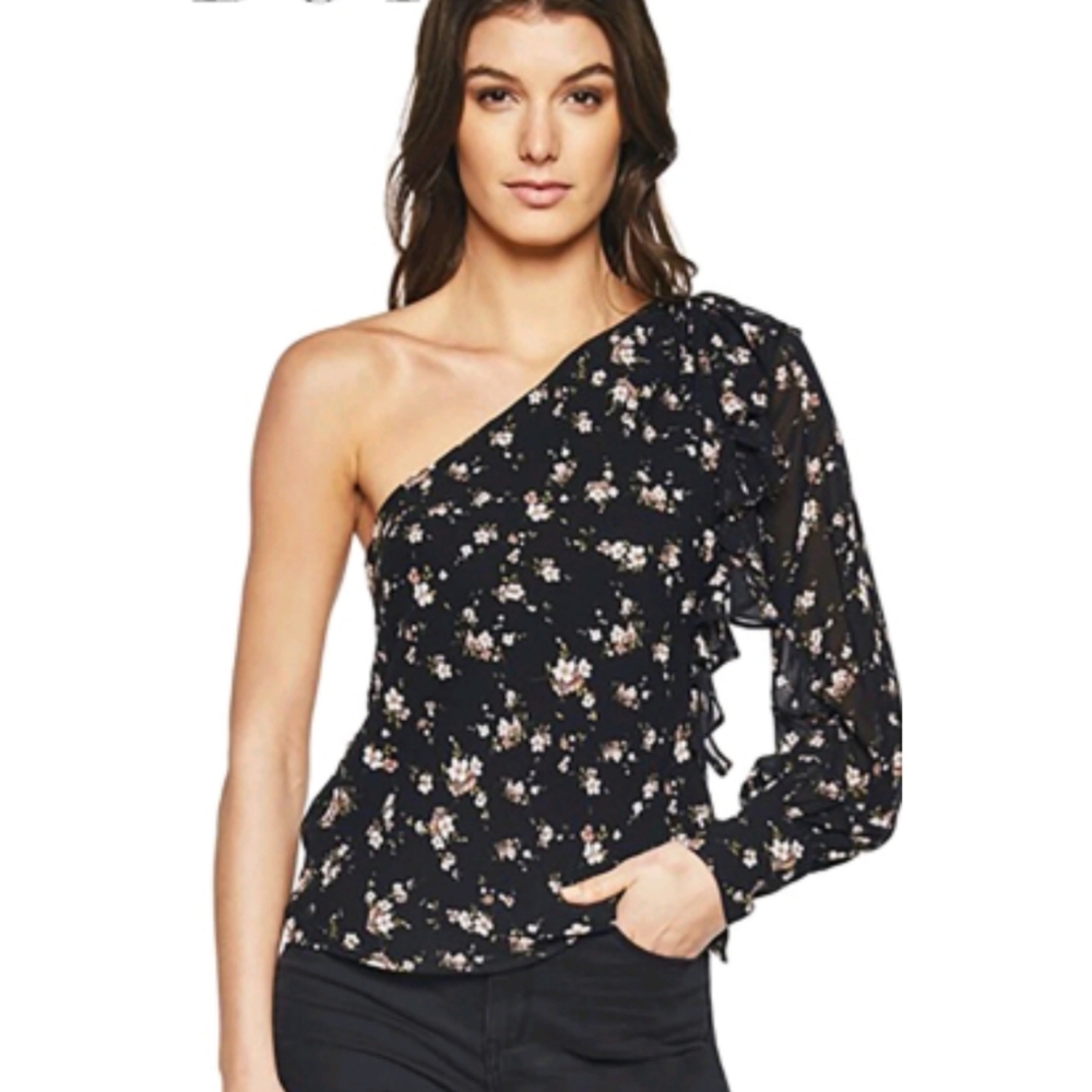 Bardot Floral One-Shoulder Ruffle Blouse  Small NWT